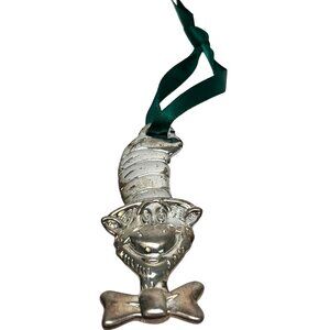 Dr. Seuss Cat In The Hat Pewter Christmas Ornament With Green Ribbon